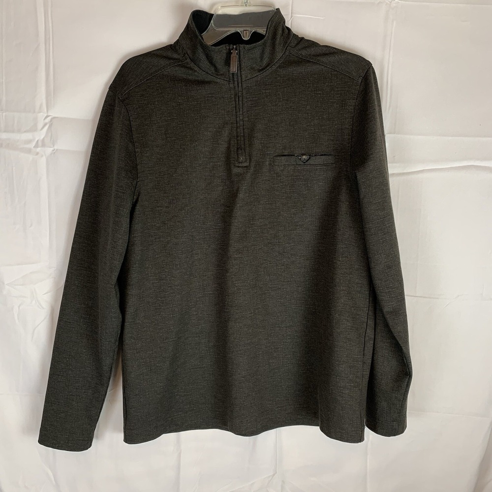Age Of Wisdom Sweater Mens M Brown Quarter Zip Pullover Long Sleeve Front Pocket